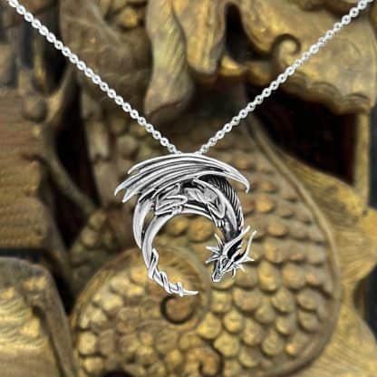 Crescent Dragon Pendant in Sterling Silver from Arca Noctis